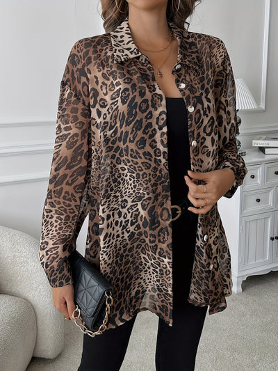 Casual Panterprint Blouse met Knopen