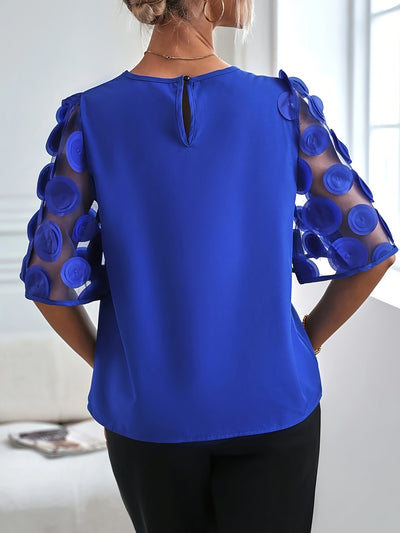 Elegante damesblouse met kant en korte mouwen