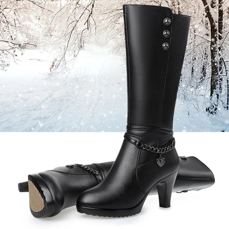 Natalia™ | Laarzen Met Hoge Hak En Fleece