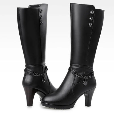 Natalia™ | Laarzen Met Hoge Hak En Fleece
