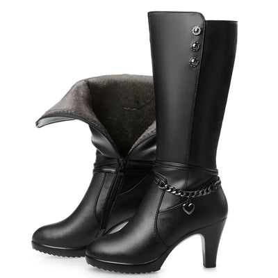 Natalia™ | Laarzen Met Hoge Hak En Fleece
