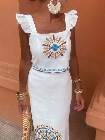 Juliana™ | Chique Mouwloze Top Lange Jurk