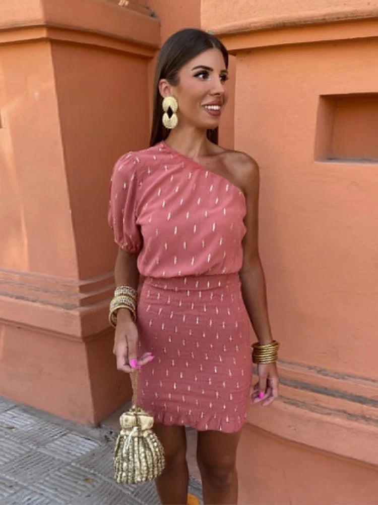 Vanessa™ | Schuine Hals Mini-Jurk