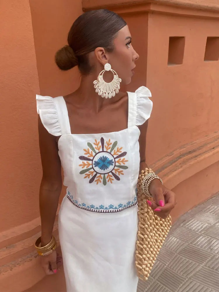 Juliana™ | Chique Mouwloze Top Lange Jurk