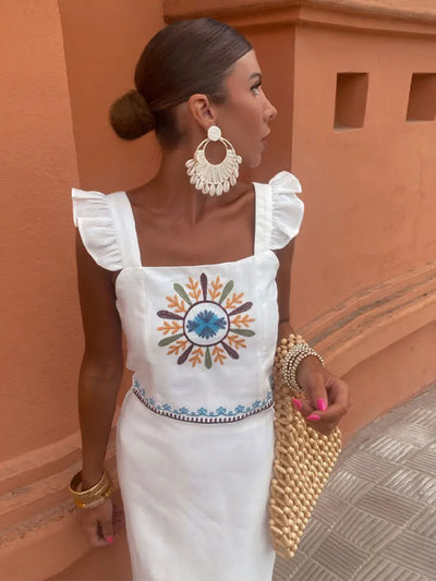 Juliana™ | Chique Mouwloze Top Lange Jurk