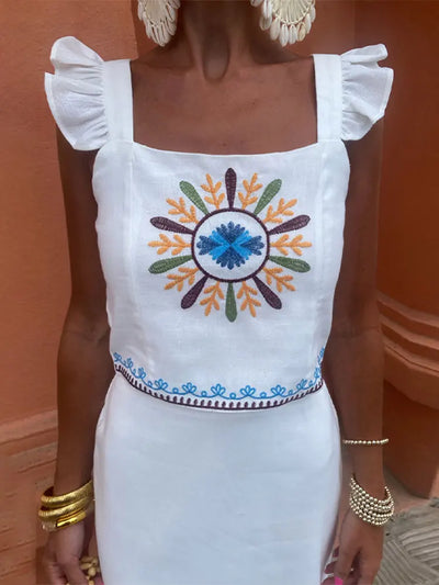 Juliana™ | Chique Mouwloze Top Lange Jurk