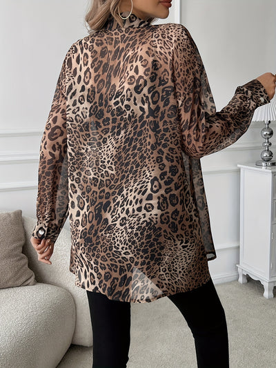 Casual Panterprint Blouse met Knopen