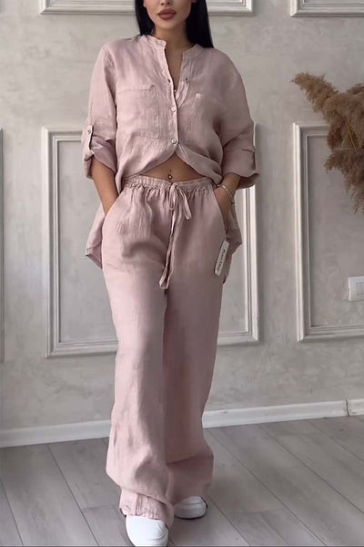 Claudia™ | 2-Delig Set Met Katoenen En Linnen Broek