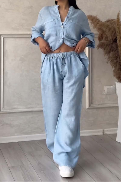 Claudia™ | 2-Delig Set Met Katoenen En Linnen Broek