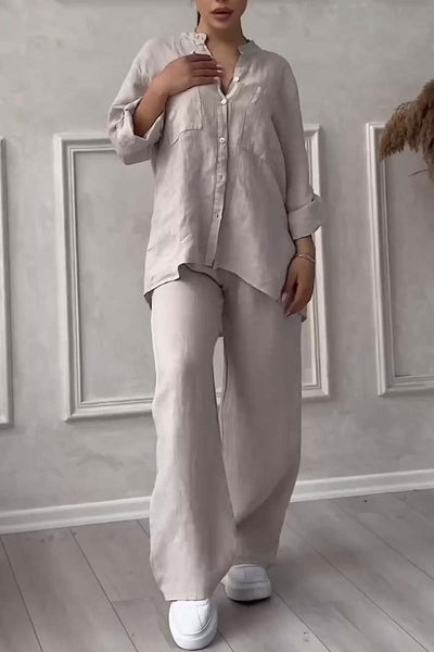 Claudia™ | 2-Delig Set Met Katoenen En Linnen Broek