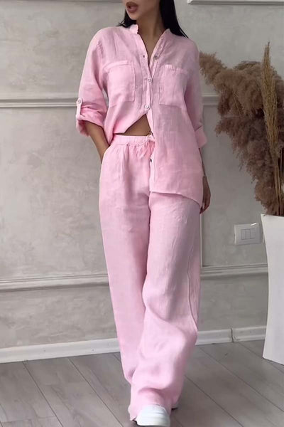 Claudia™ | 2-Delig Set Met Katoenen En Linnen Broek