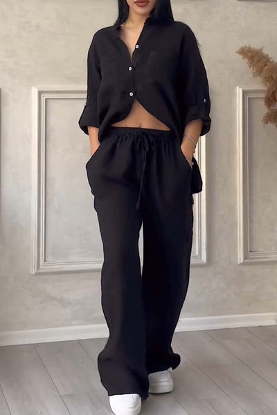 Claudia™ | 2-Delig Set Met Katoenen En Linnen Broek