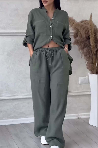 Claudia™ | 2-Delig Set Met Katoenen En Linnen Broek