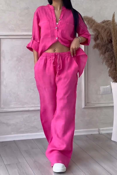 Claudia™ | 2-Delig Set Met Katoenen En Linnen Broek