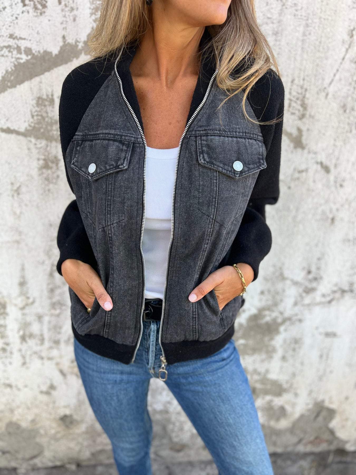 Olivia™ | Moderne Jas met Spijkerstof