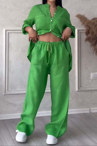 Claudia™ | 2-Delig Set Met Katoenen En Linnen Broek